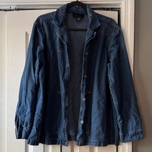 Denim & co Embroidered Denim button up